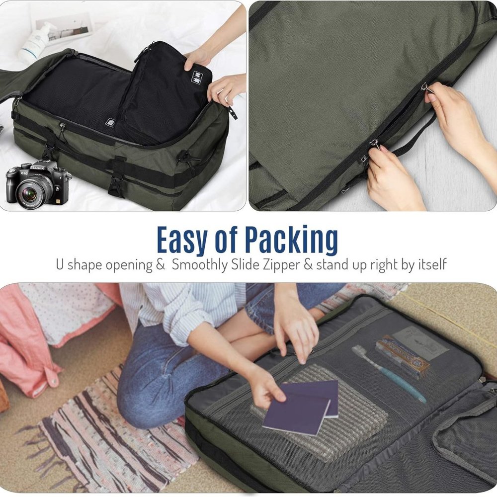 38L Travel Max Duffel Bag 20" Carry On Backpack-Duffel Hybrid Bag (Army … - Picture 7 of 8